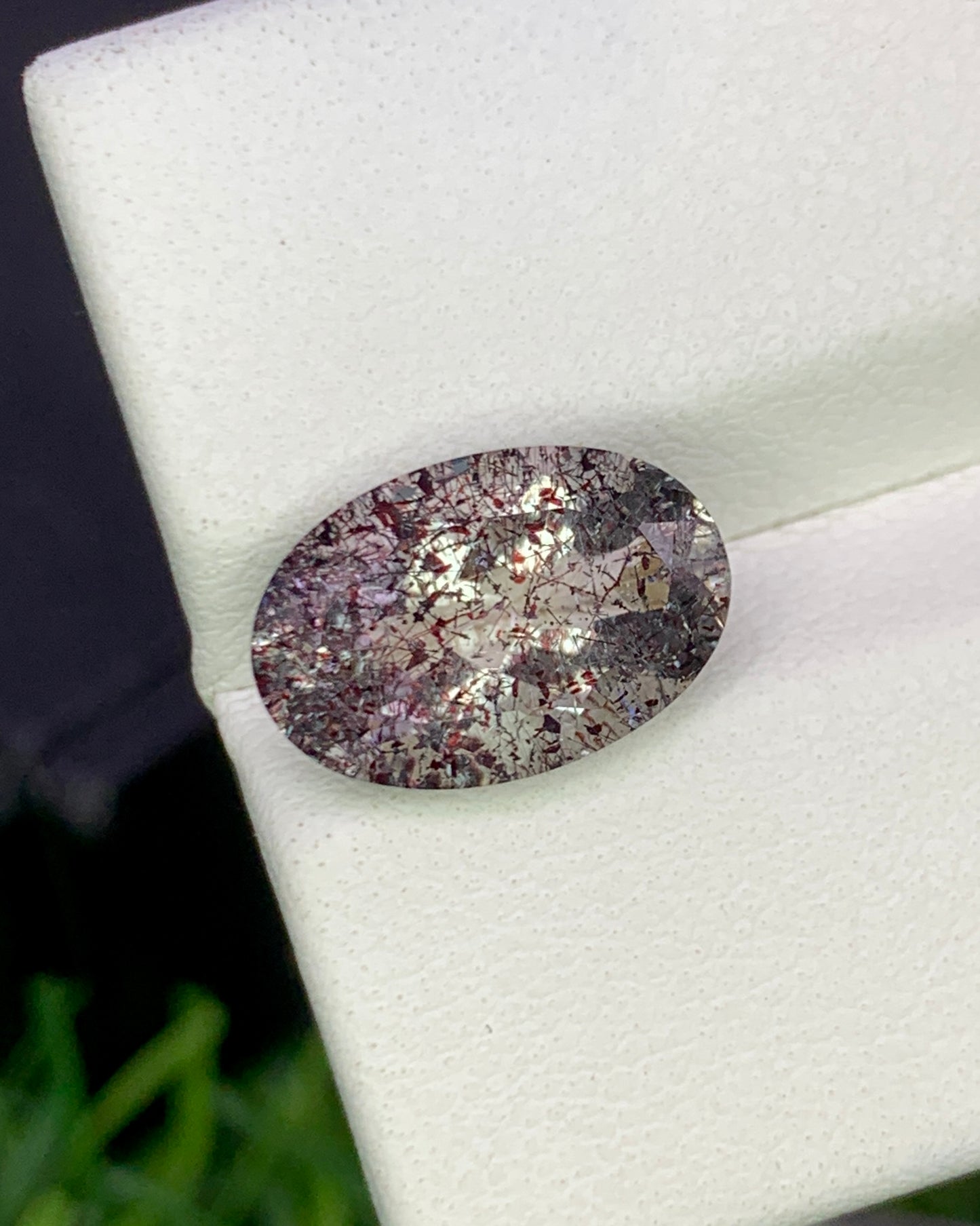 Natural Super Seven 3.09 Carat 12x8 MM Oval Shape Faceted Gemstone with 7 Crystals Healing Stone Seven Chakra Melody Stone