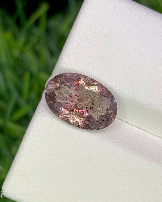 Natural Super Seven 2.17 Carat 11x7.4 MM Oval Shape Faceted Gemstone with 7 Crystals Healing Stone Seven Chakra Melody Stone