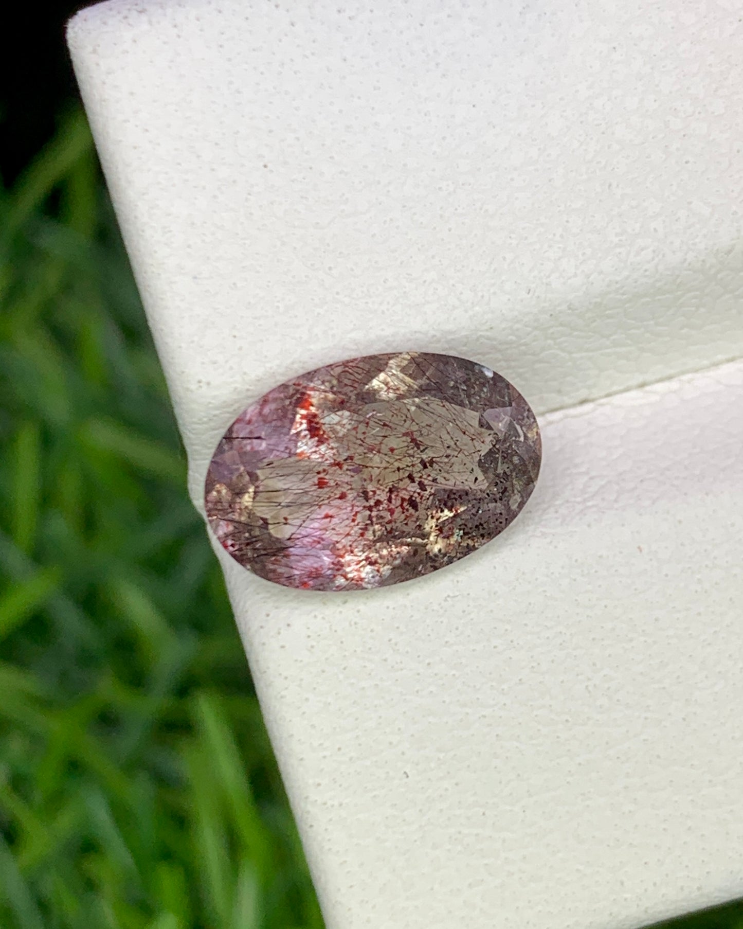 Natural Super Seven 2.17 Carat 11x7.4 MM Oval Shape Faceted Gemstone with 7 Crystals Healing Stone Seven Chakra Melody Stone