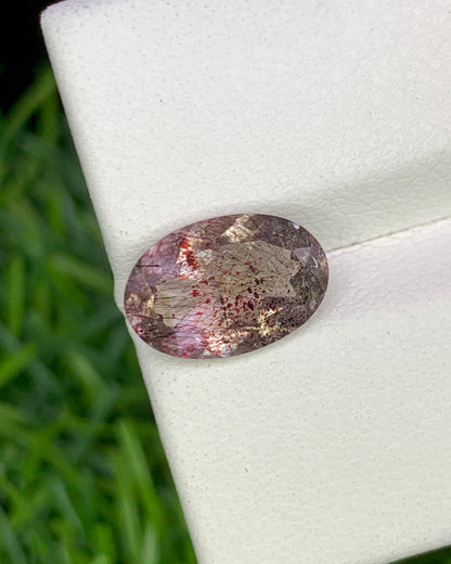 Natural Super Seven 2.17 Carat 11x7.4 MM Oval Shape Faceted Gemstone with 7 Crystals Healing Stone Seven Chakra Melody Stone