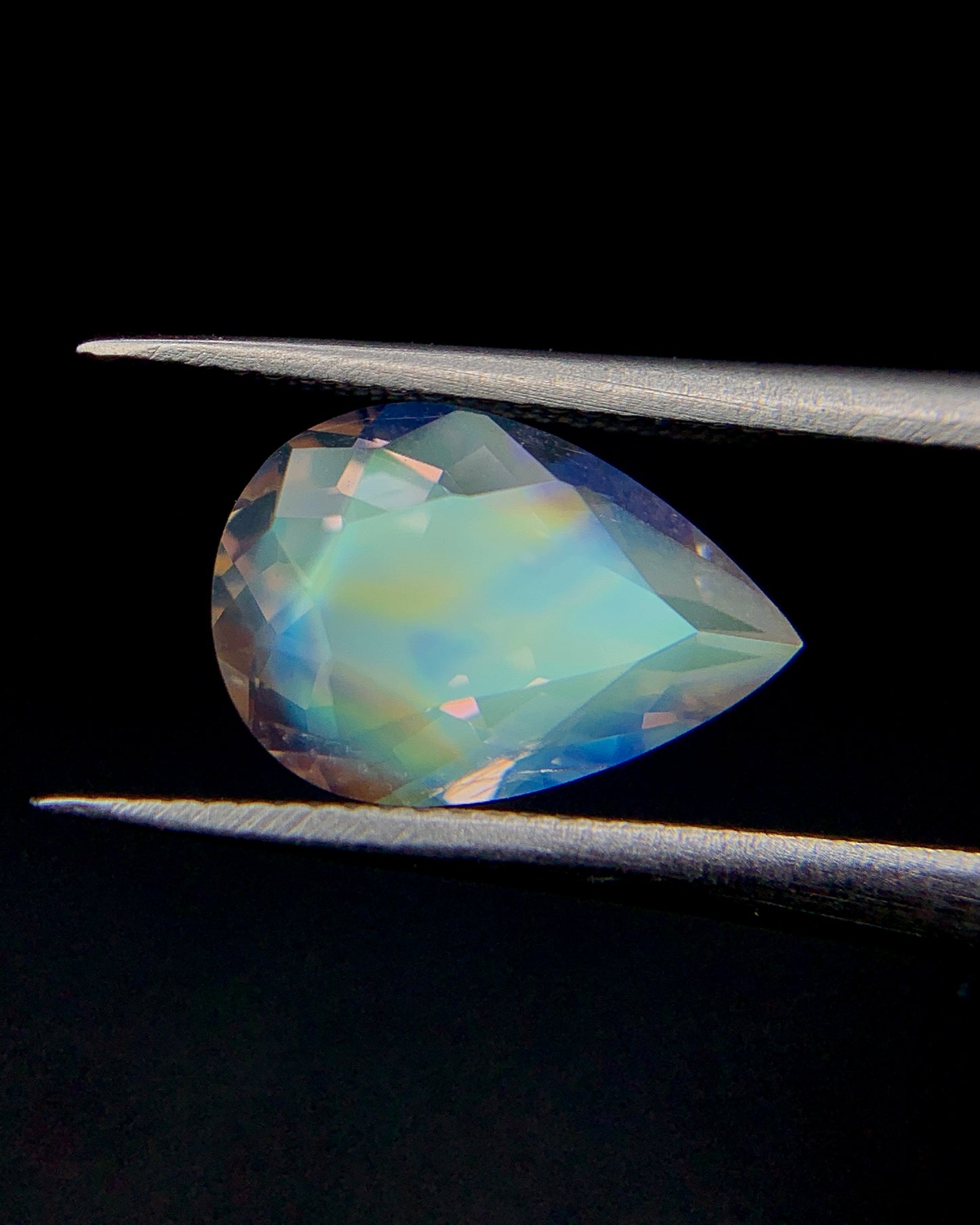 Natural Multi Fire Rainbow Moonstone 1.30 Carat 9.5x6.5 MM Pear Shape Faceted Gemstone
