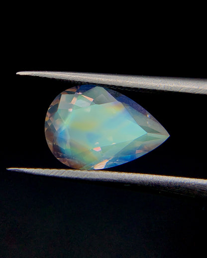 Natural Multi Fire Rainbow Moonstone 1.30 Carat 9.5x6.5 MM Pear Shape Faceted Gemstone