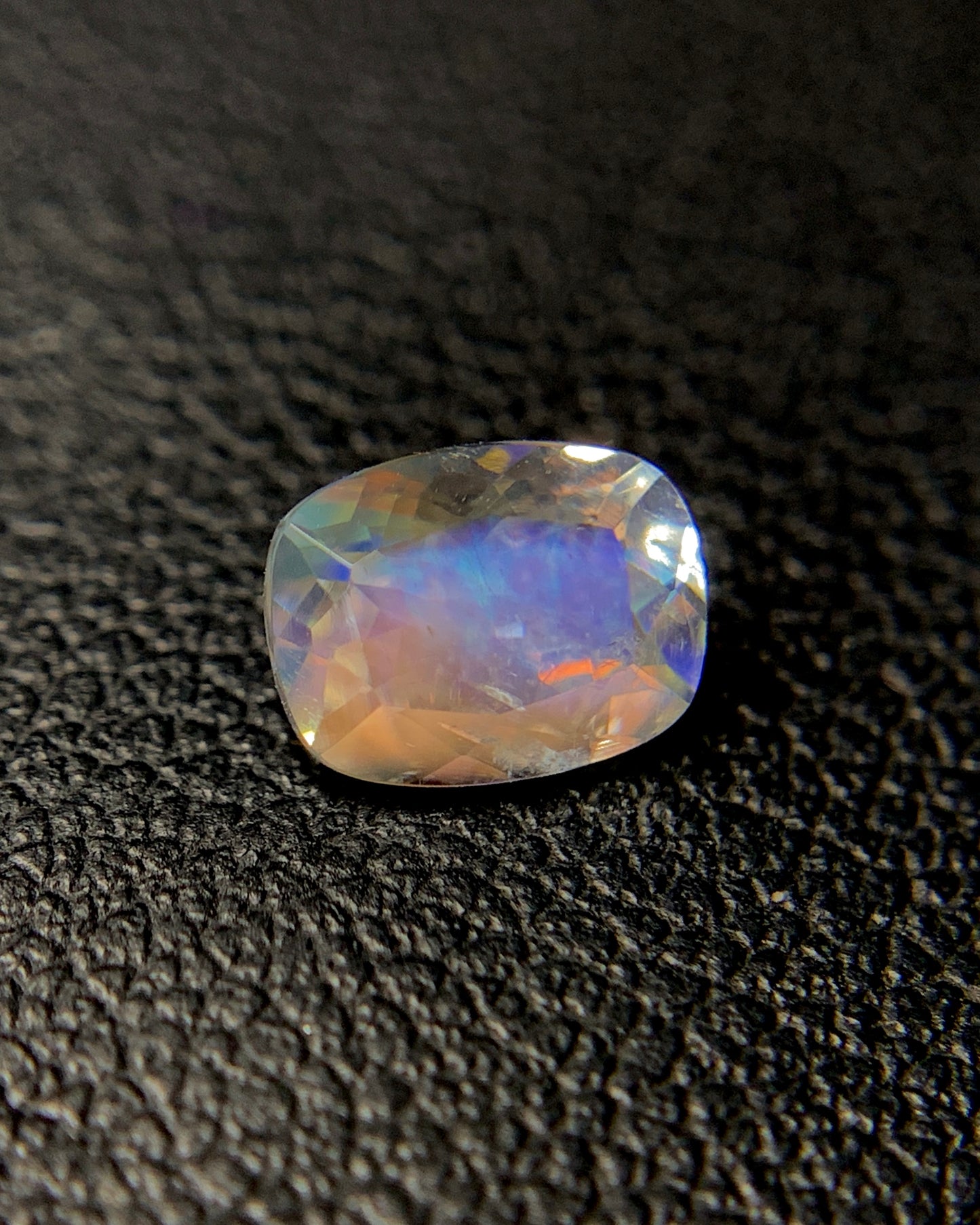 Natural Multi Fire Rainbow Moonstone 0.64 Carat 6.3x4.8 MM Cushion Shape Faceted Gemstone