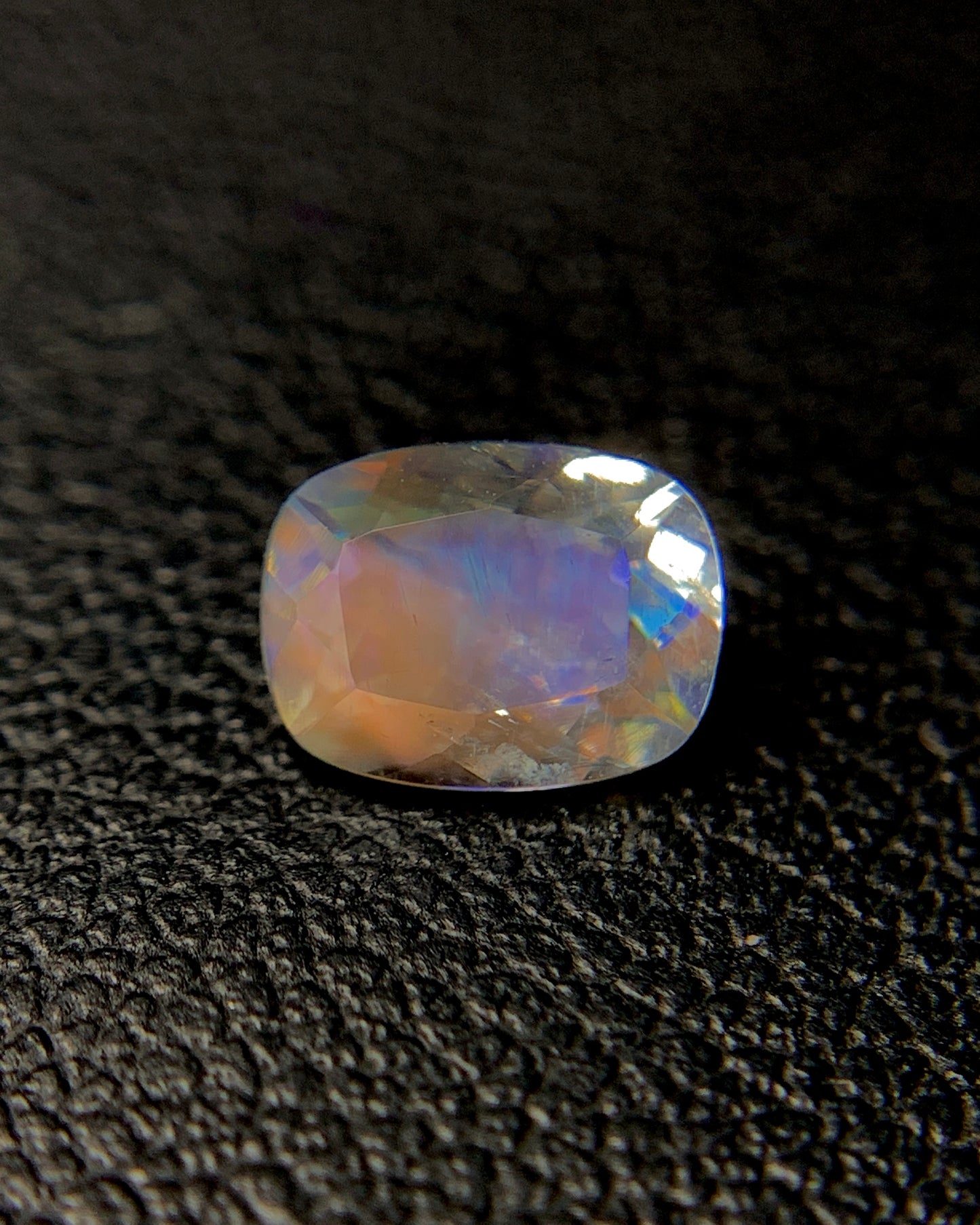 Natural Multi Fire Rainbow Moonstone 0.64 Carat 6.3x4.8 MM Cushion Shape Faceted Gemstone