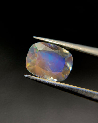 Natural Multi Fire Rainbow Moonstone 0.64 Carat 6.3x4.8 MM Cushion Shape Faceted Gemstone