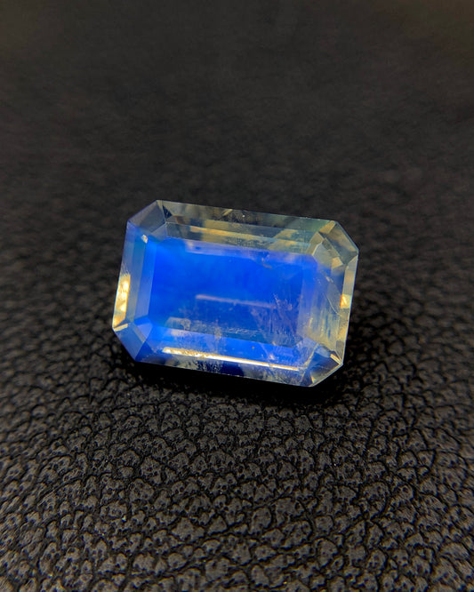 Natural Blue-Fire Rainbow Moonstone 2.43 Carat 10x7 MM Octagon Shape Faceted Gemstone