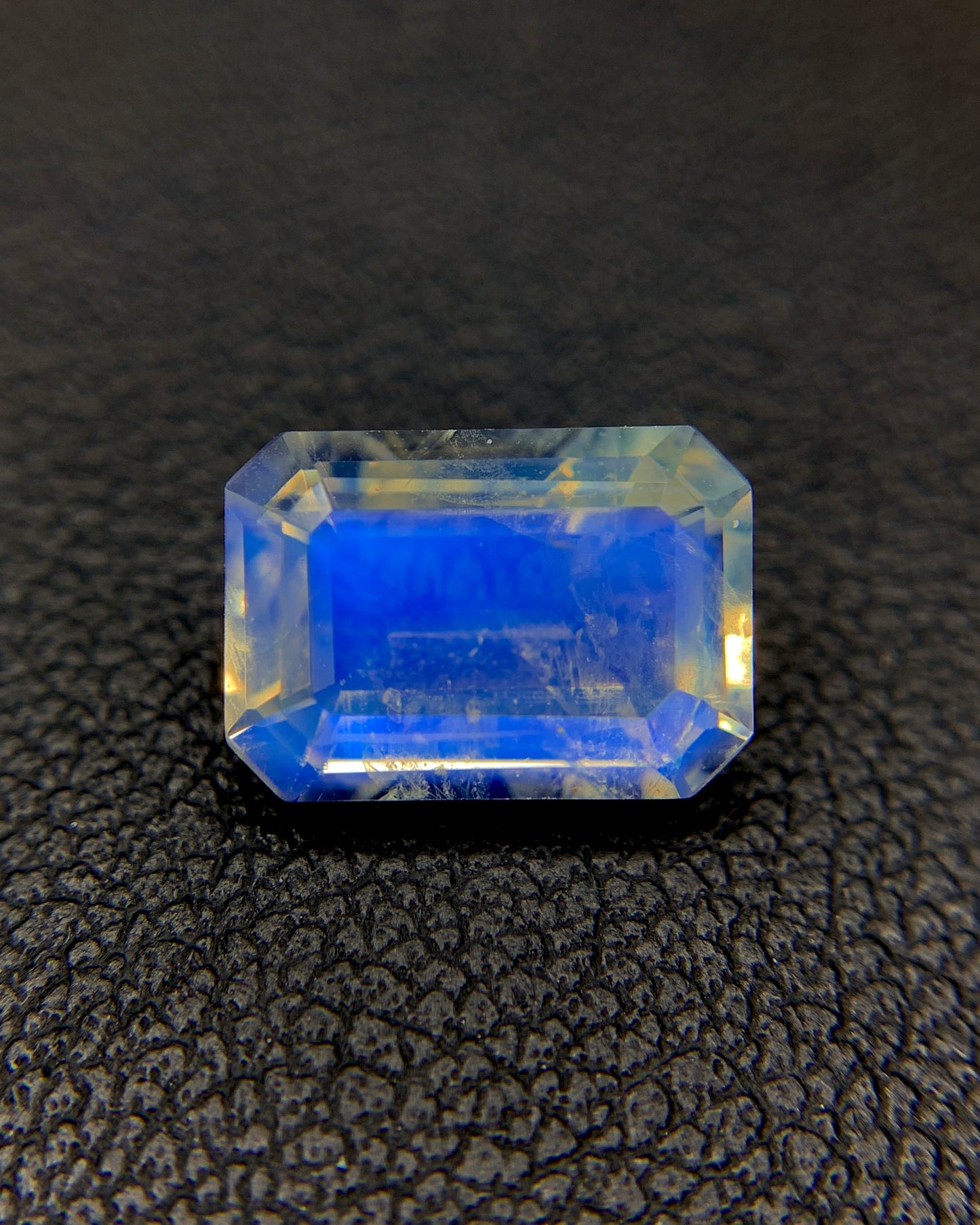 Natural Blue-Fire Rainbow Moonstone 2.43 Carat 10x7 MM Octagon Shape Faceted Gemstone