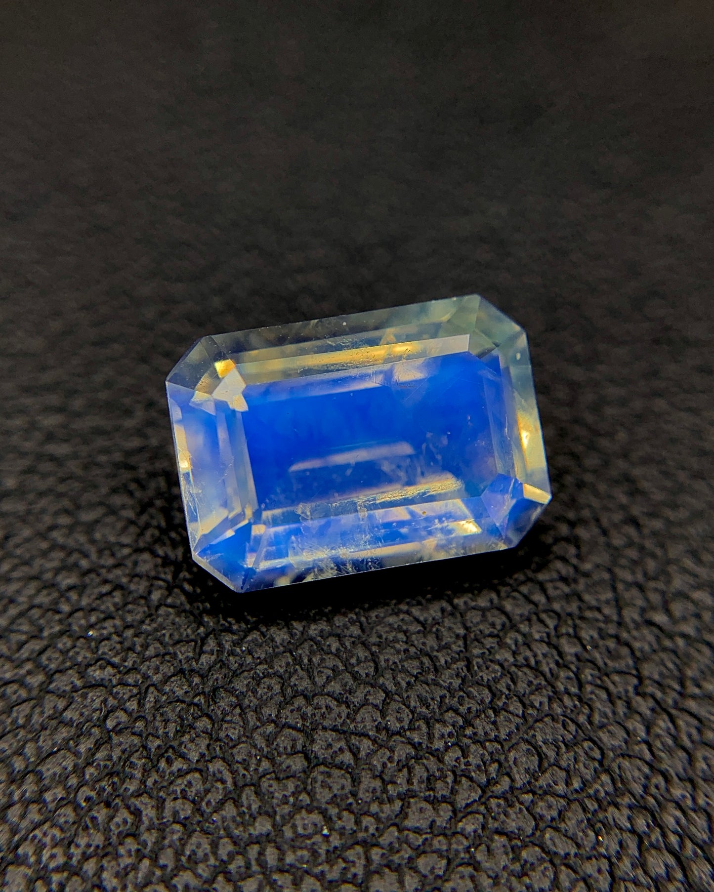 Natural Blue-Fire Rainbow Moonstone 2.43 Carat 10x7 MM Octagon Shape Faceted Gemstone