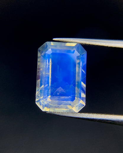 Natural Blue-Fire Rainbow Moonstone 2.43 Carat 10x7 MM Octagon Shape Faceted Gemstone