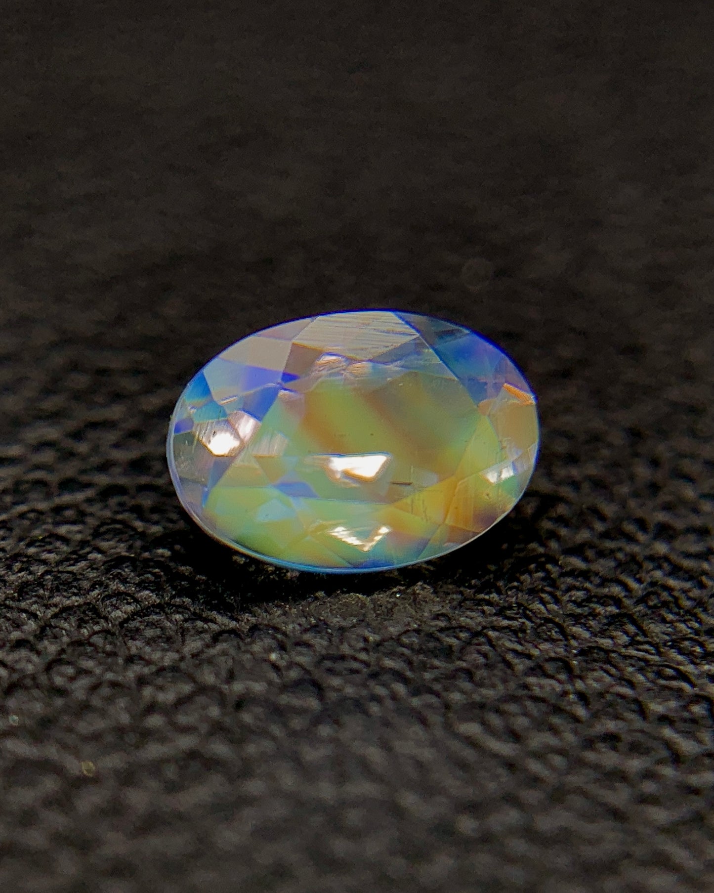 Natural Multi Fire Rainbow Moonstone 0.39 Carat 5.5x3.9 MM Oval Shape Faceted Gemstone