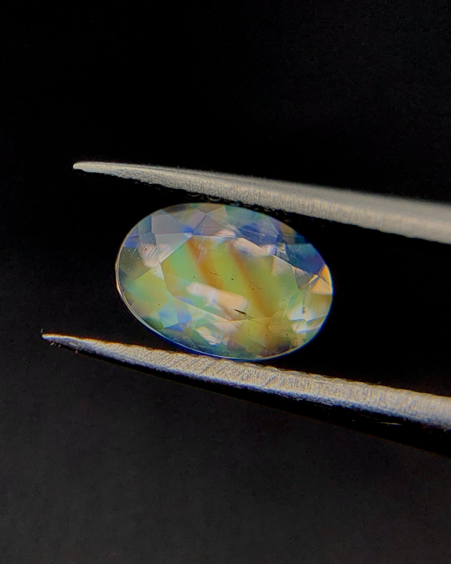 Natural Multi Fire Rainbow Moonstone 0.39 Carat 5.5x3.9 MM Oval Shape Faceted Gemstone