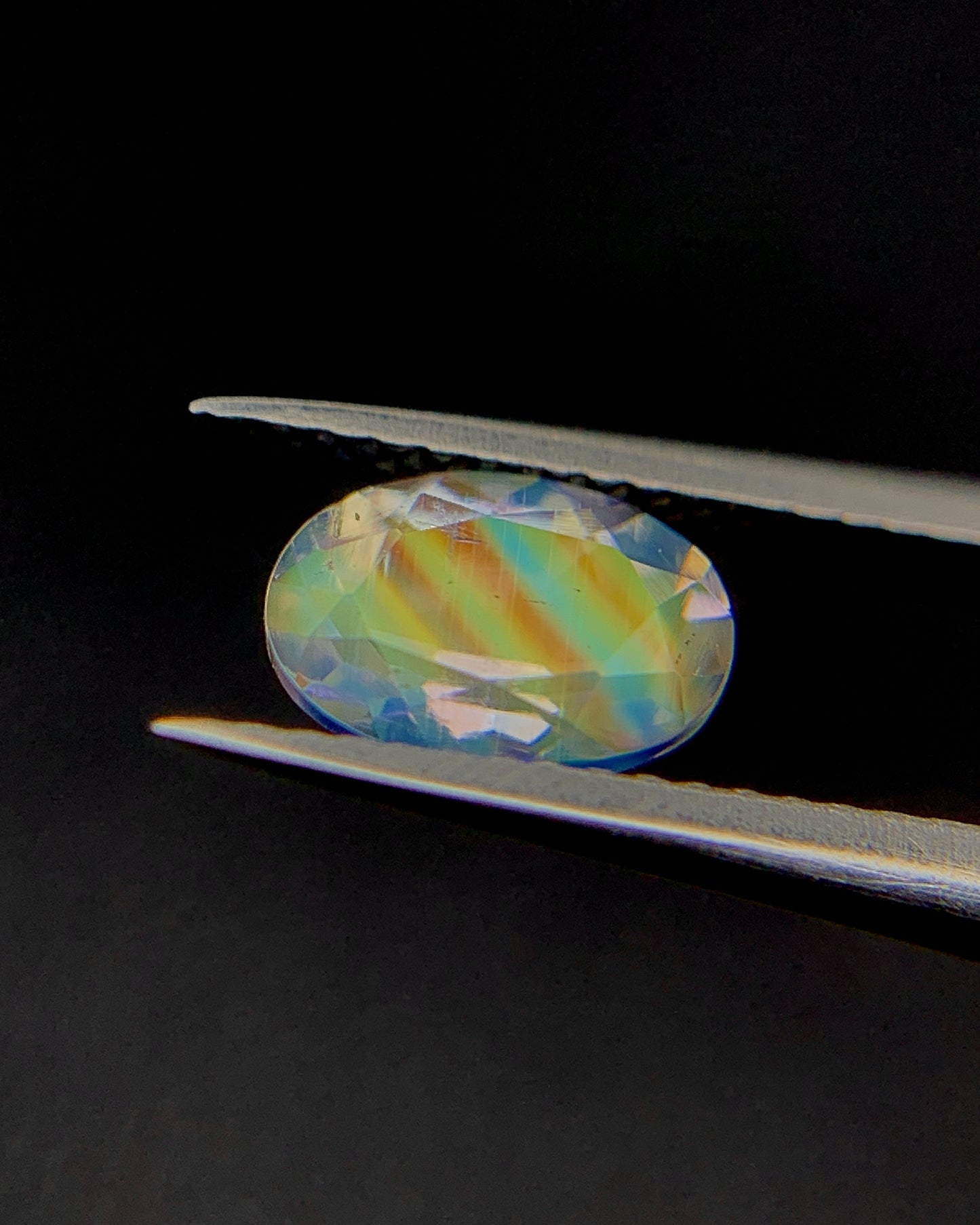 Natural Multi Fire Rainbow Moonstone 0.39 Carat 5.5x3.9 MM Oval Shape Faceted Gemstone