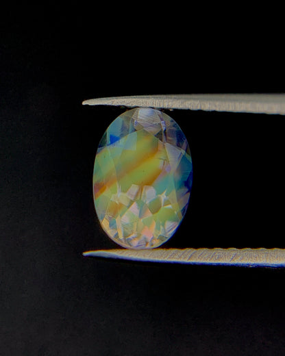 Natural Multi Fire Rainbow Moonstone 0.39 Carat 5.5x3.9 MM Oval Shape Faceted Gemstone