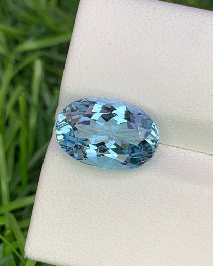 Natural Flawless Aquamarine 3.45 Carat 12x8 MM Oval Shape Faceted Gemstone