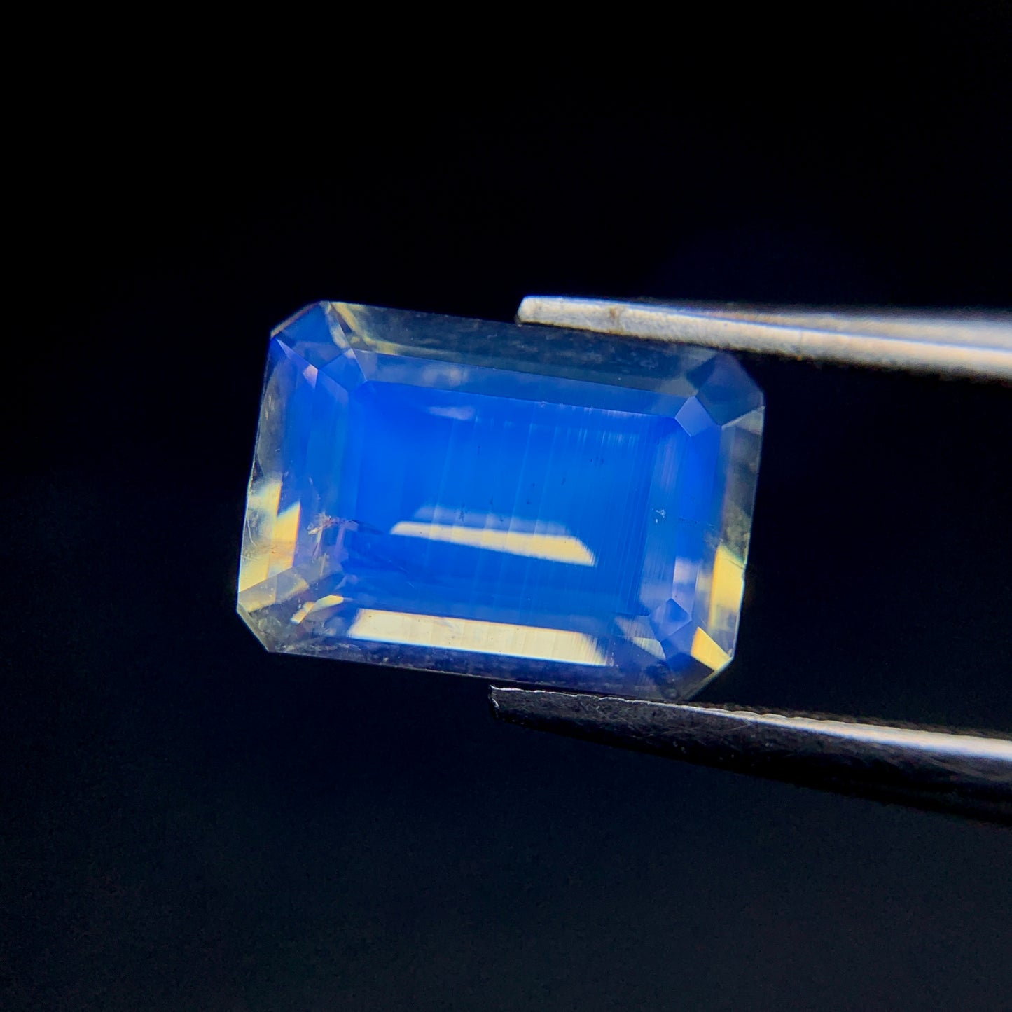 Natural Blue Fire Rainbow Moonstone 2.56 Carat 10x7.1 MM Octagon Shape Faceted Gemstone