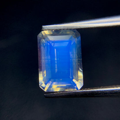 Natural Blue Fire Rainbow Moonstone 2.56 Carat 10x7.1 MM Octagon Shape Faceted Gemstone