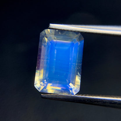 Natural Blue Fire Rainbow Moonstone 2.56 Carat 10x7.1 MM Octagon Shape Faceted Gemstone
