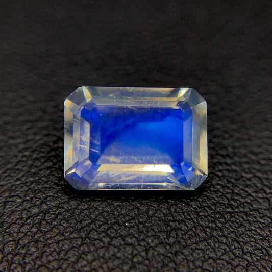 Natural Blue Fire Rainbow Moonstone 2.45 Carat 10x7 MM Octagon Shape Faceted Gemstone
