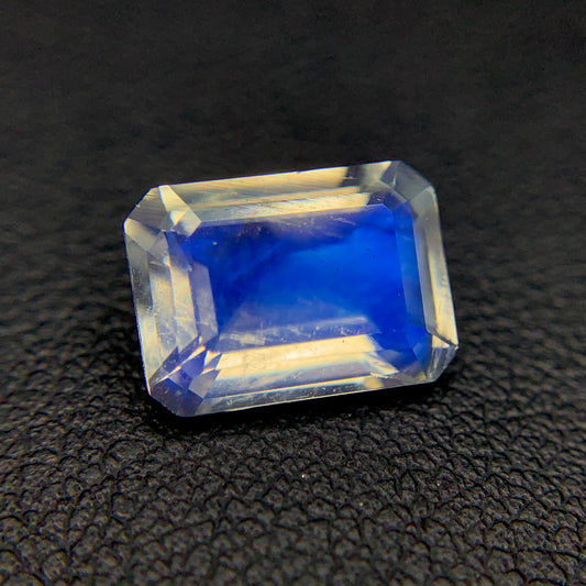 Natural Blue Fire Rainbow Moonstone 2.45 Carat 10x7 MM Octagon Shape Faceted Gemstone