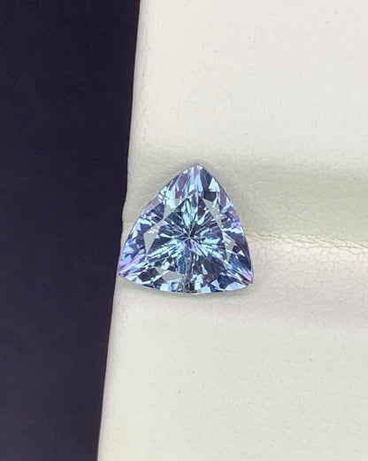 Natural Bi Color Tanzanite 1.59 Carat 7.7x7.7 MM Trillion Shape Faceted Gemstone 