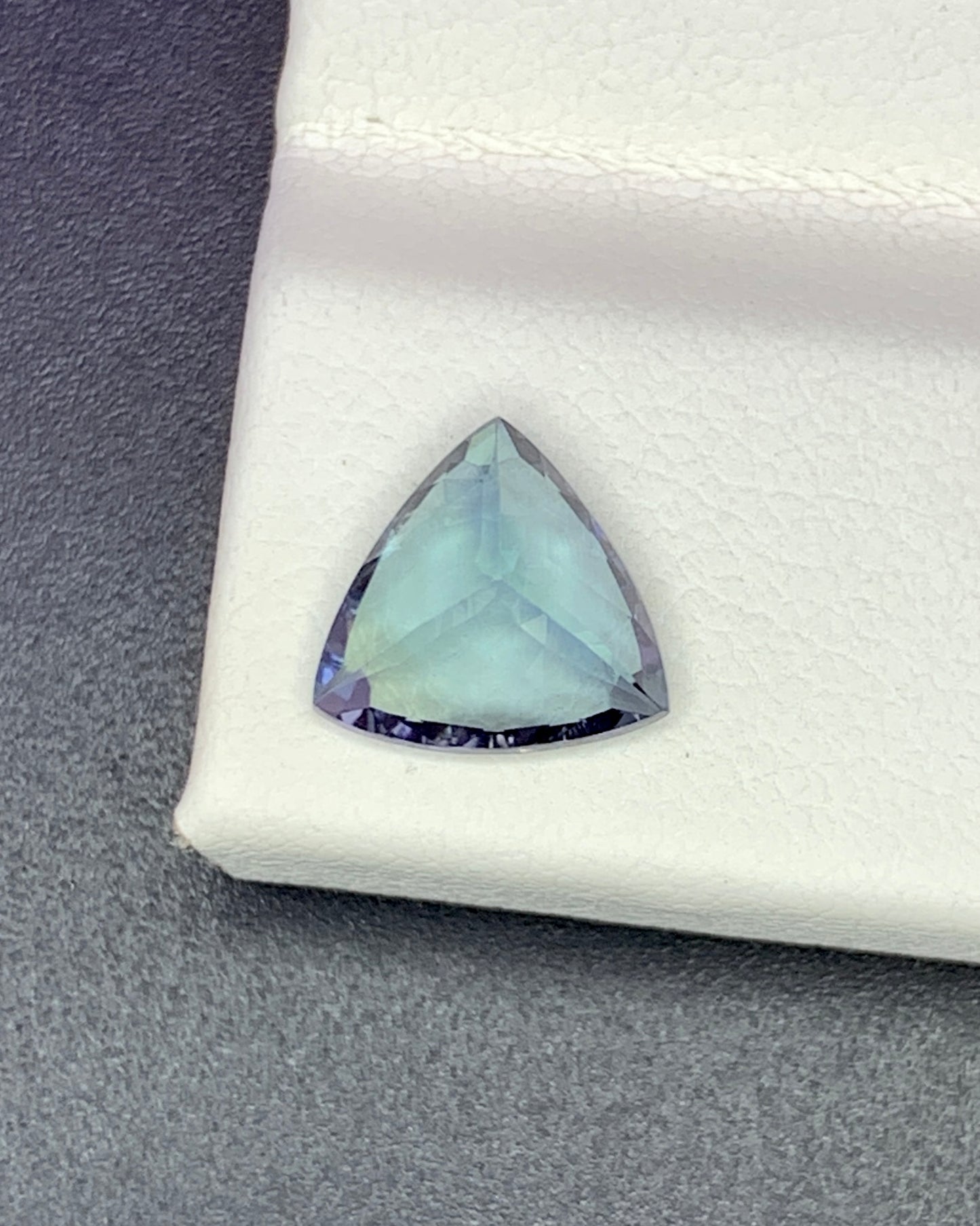 Natural Bi Color Tanzanite 1.59 Carat 7.7x7.7 MM Trillion Shape Faceted Gemstone 