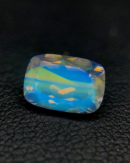 Natural Multi Fire Rainbow Moonstone 1.55 Carat 9x6.3 MM Cushion Shape Faceted Gemstone