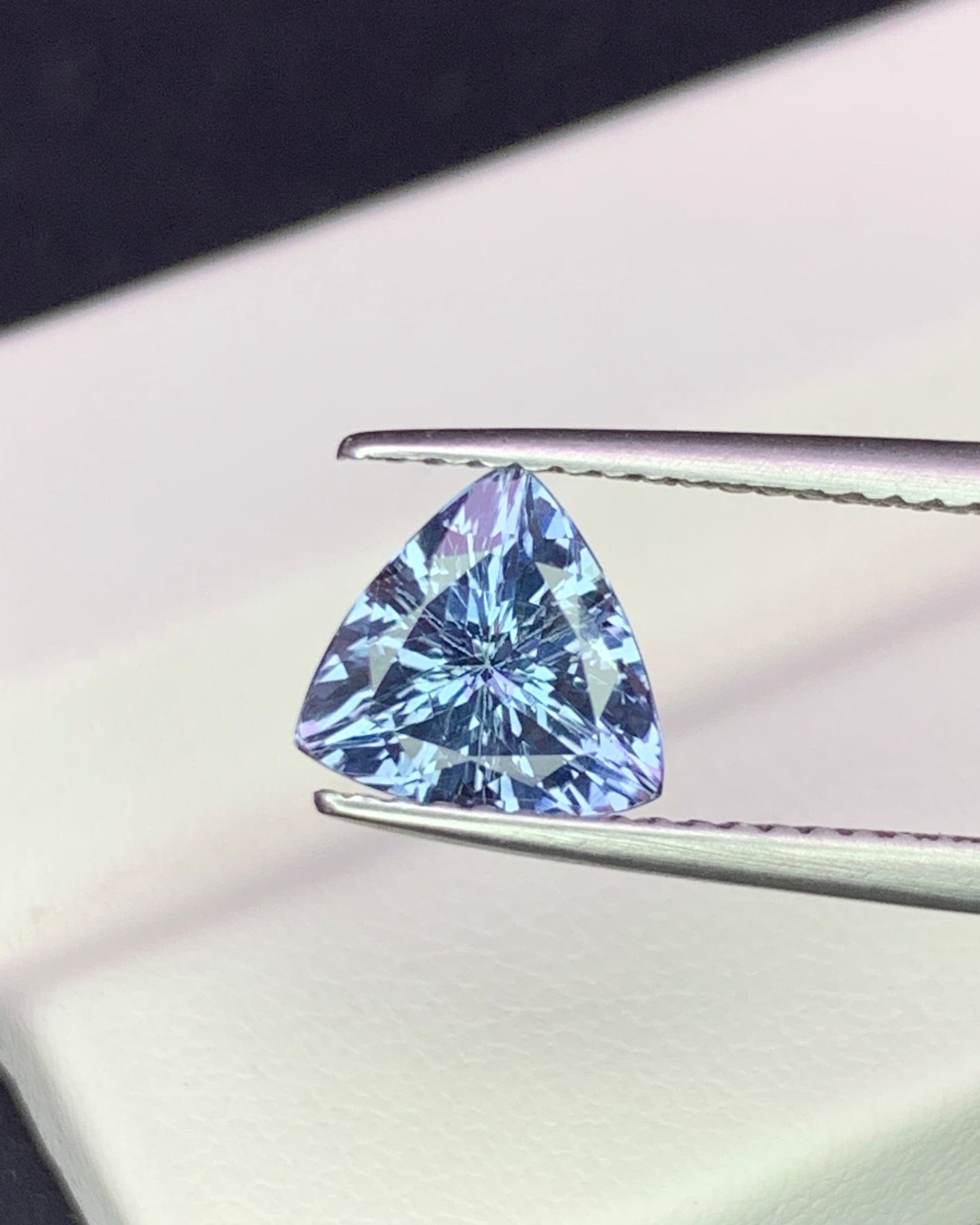 Natural Bi Color Tanzanite 1.59 Carat 7.7x7.7 MM Trillion Shape Faceted Gemstone 