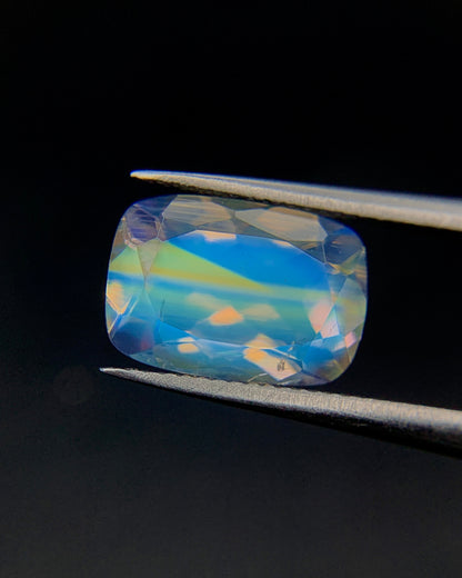 Natural Multi Fire Rainbow Moonstone 1.55 Carat 9x6.3 MM Cushion Shape Faceted Gemstone