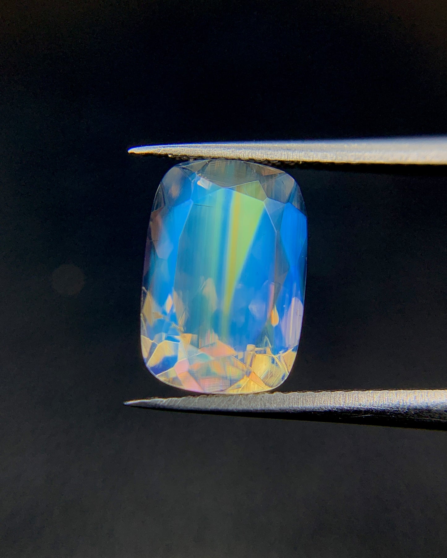 Natural Multi Fire Rainbow Moonstone 1.55 Carat 9x6.3 MM Cushion Shape Faceted Gemstone