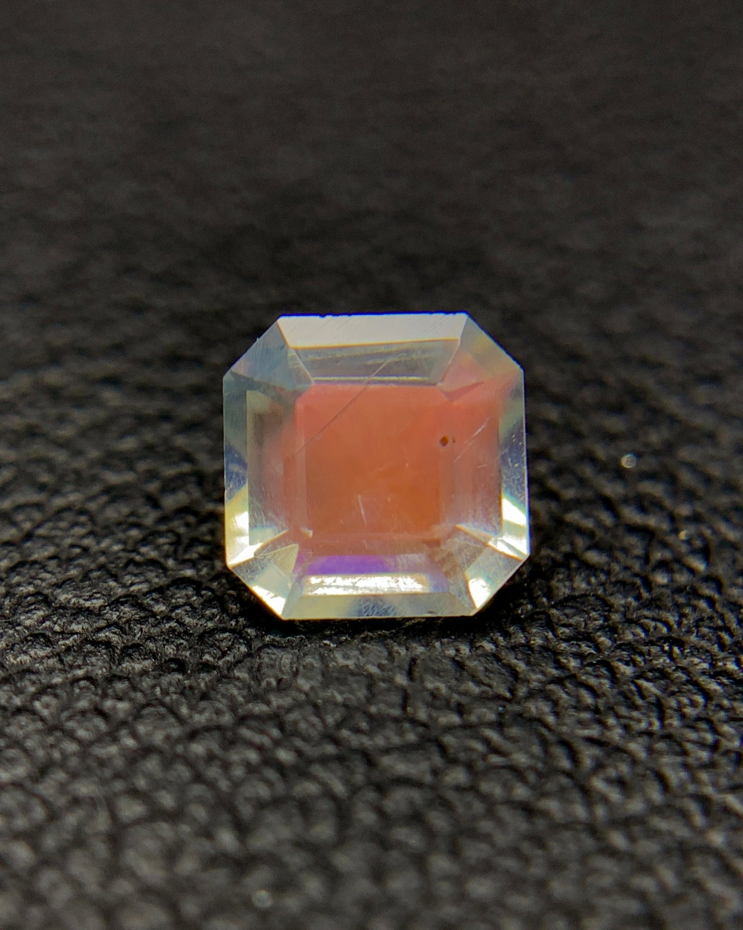 Natural Multi Fire Rainbow Moonstone 0.41 Carat 4.7x4.7 MM Asscher Cut Faceted Gemstone