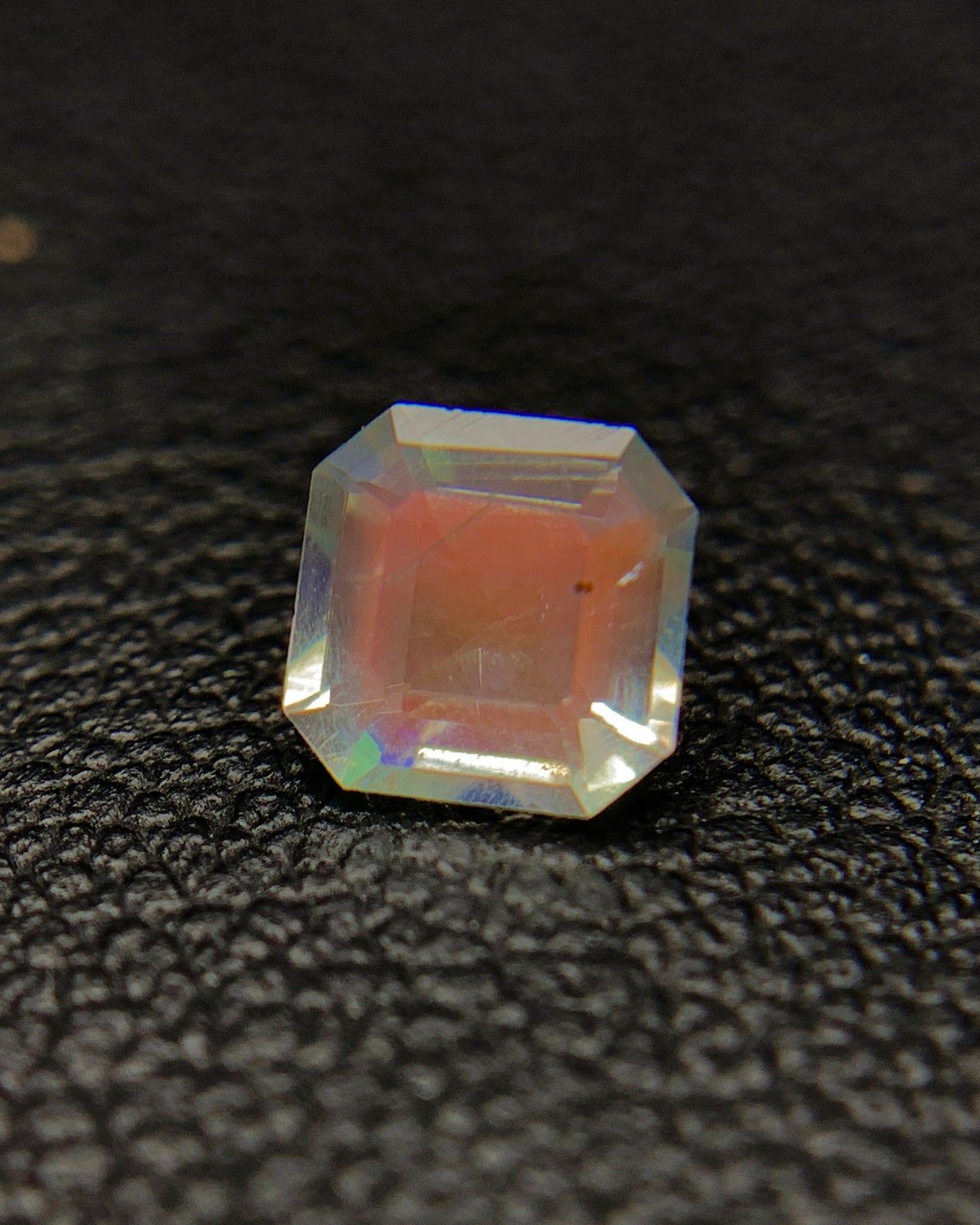 Natural Multi Fire Rainbow Moonstone 0.41 Carat 4.7x4.7 MM Asscher Cut Faceted Gemstone