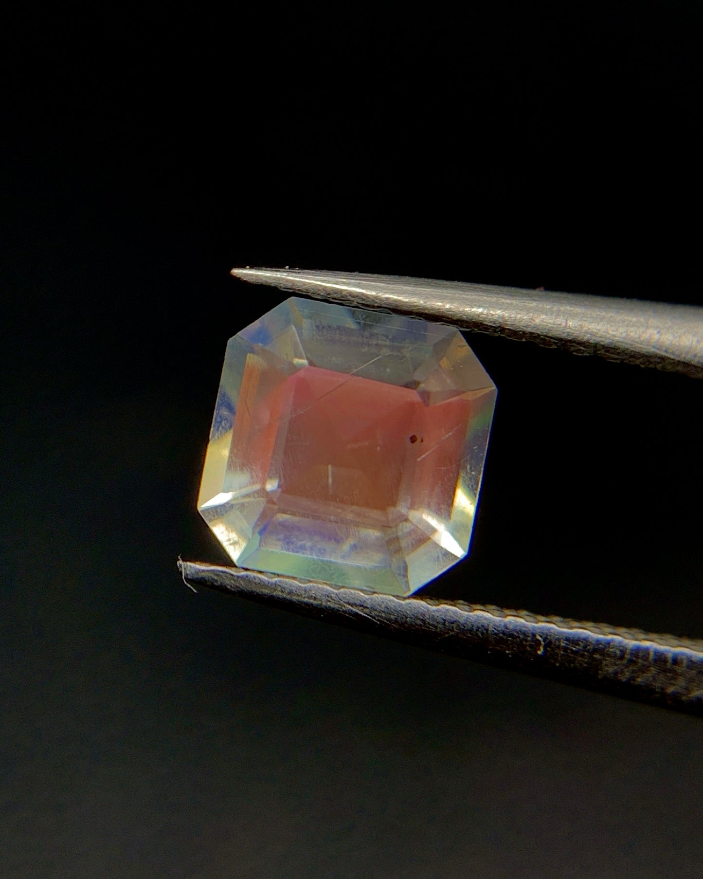 Natural Multi Fire Rainbow Moonstone 0.41 Carat 4.7x4.7 MM Asscher Cut Faceted Gemstone