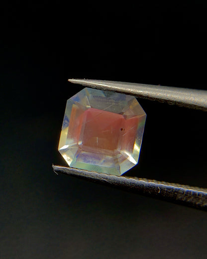 Natural Multi Fire Rainbow Moonstone 0.41 Carat 4.7x4.7 MM Asscher Cut Faceted Gemstone