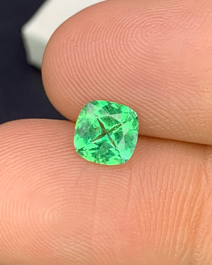 Natural Rare Vanadium Kornerupine 0.92 Carat 6.2x6.2 MM Cushion Shape Faceted Gemstone
