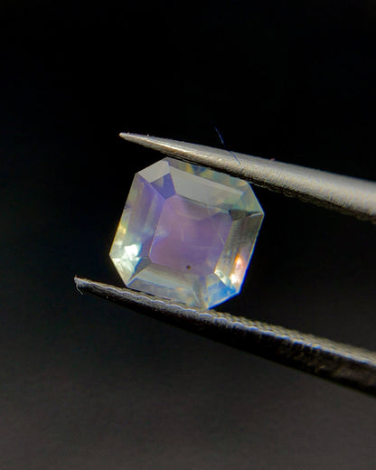 Natural Multi Fire Rainbow Moonstone 0.41 Carat 4.7x4.7 MM Asscher Cut Faceted Gemstone