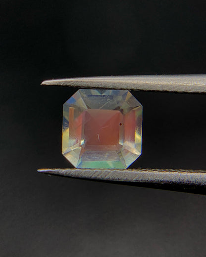 Natural Multi Fire Rainbow Moonstone 0.41 Carat 4.7x4.7 MM Asscher Cut Faceted Gemstone