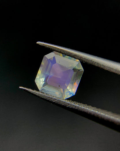 Natural Multi Fire Rainbow Moonstone 0.41 Carat 4.7x4.7 MM Asscher Cut Faceted Gemstone
