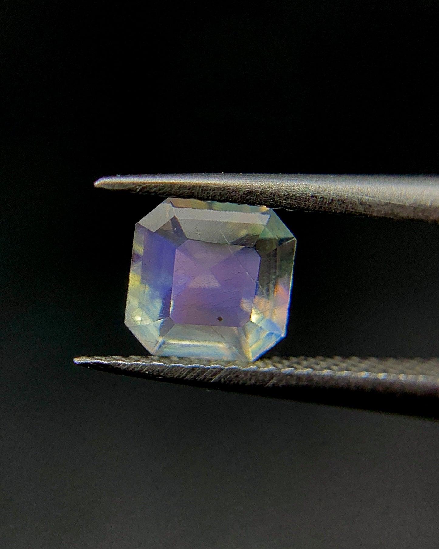 Natural Multi Fire Rainbow Moonstone 0.41 Carat 4.7x4.7 MM Asscher Cut Faceted Gemstone