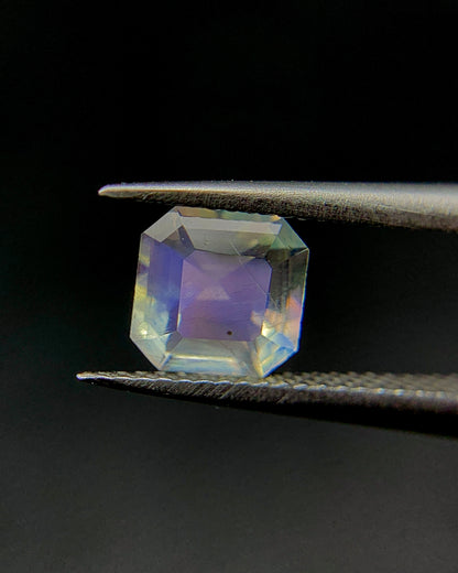 Natural Multi Fire Rainbow Moonstone 0.41 Carat 4.7x4.7 MM Asscher Cut Faceted Gemstone