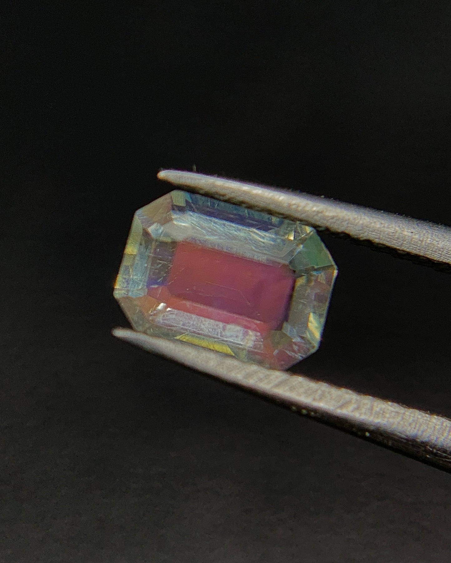 Natural Multi Fire Rainbow Moonstone 0.30 Carat 5.1x3.6 MM Octagon Shape Faceted Gemstone