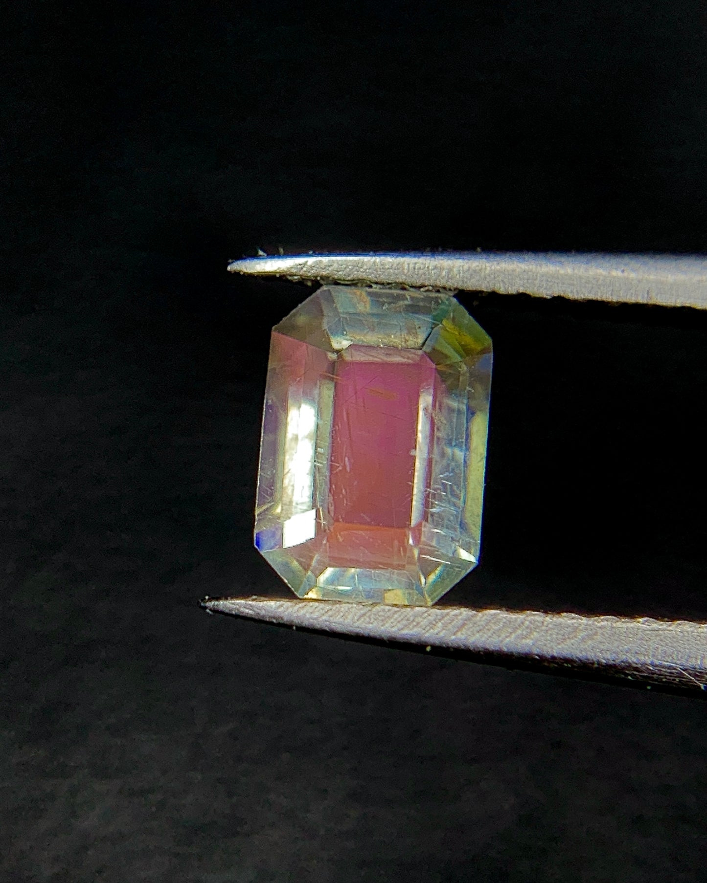 Natural Multi Fire Rainbow Moonstone 0.30 Carat 5.1x3.6 MM Octagon Shape Faceted Gemstone