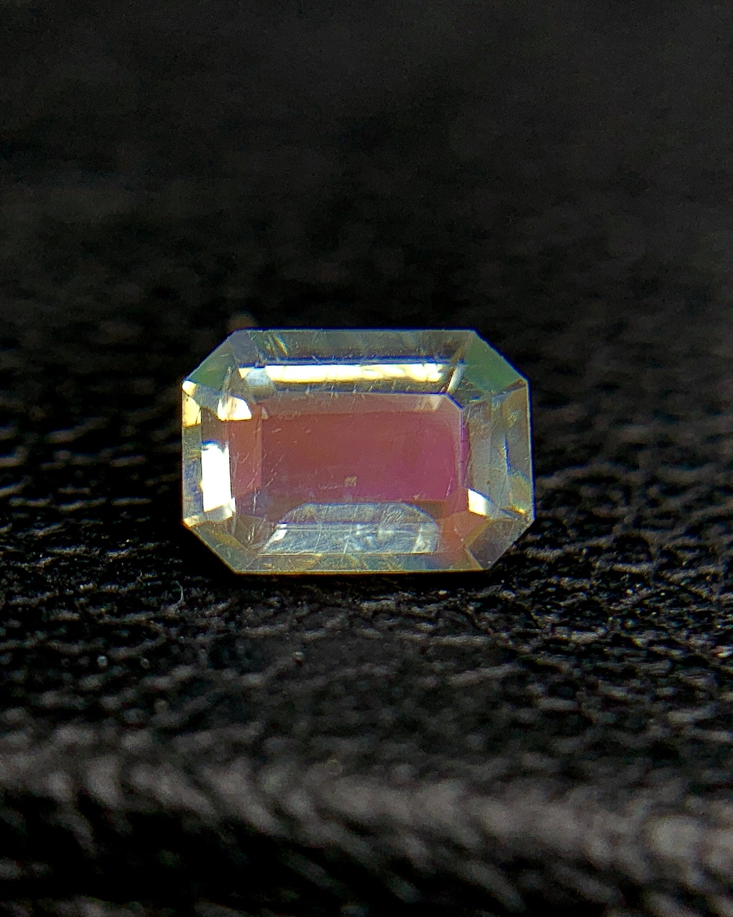 Natural Multi Fire Rainbow Moonstone 0.30 Carat 5.1x3.6 MM Octagon Shape Faceted Gemstone