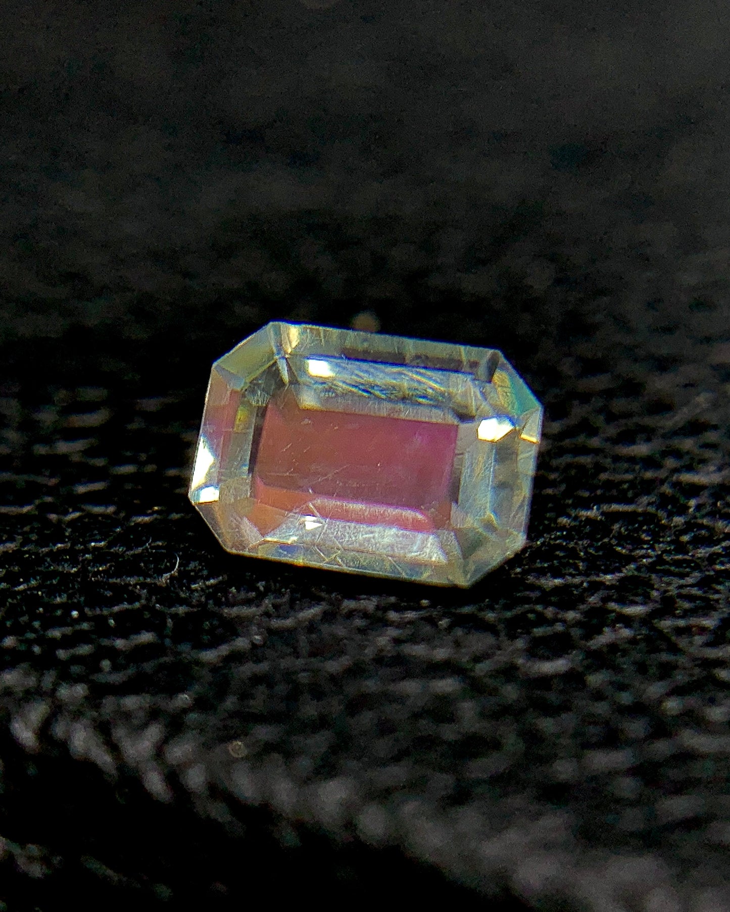 Natural Multi Fire Rainbow Moonstone 0.30 Carat 5.1x3.6 MM Octagon Shape Faceted Gemstone