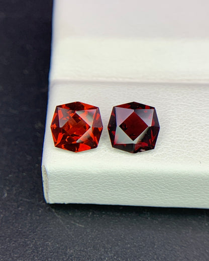 Natural Red Garnet 1.91 Carat 6x6 MM Fancy Shape Faceted Gemstone 2 Piece Lot