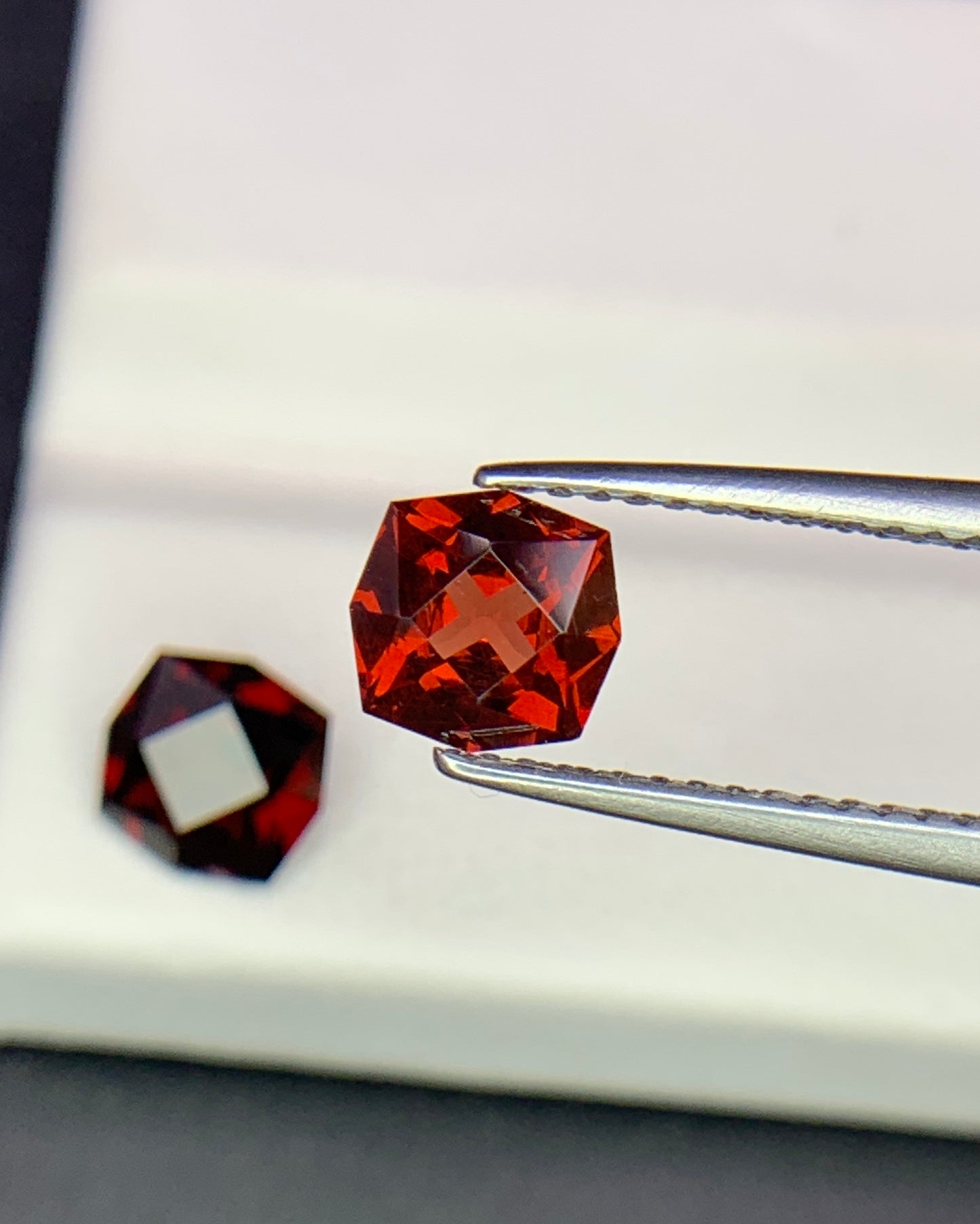 Natural Red Garnet 1.91 Carat 6x6 MM Fancy Shape Faceted Gemstone 2 Piece Lot