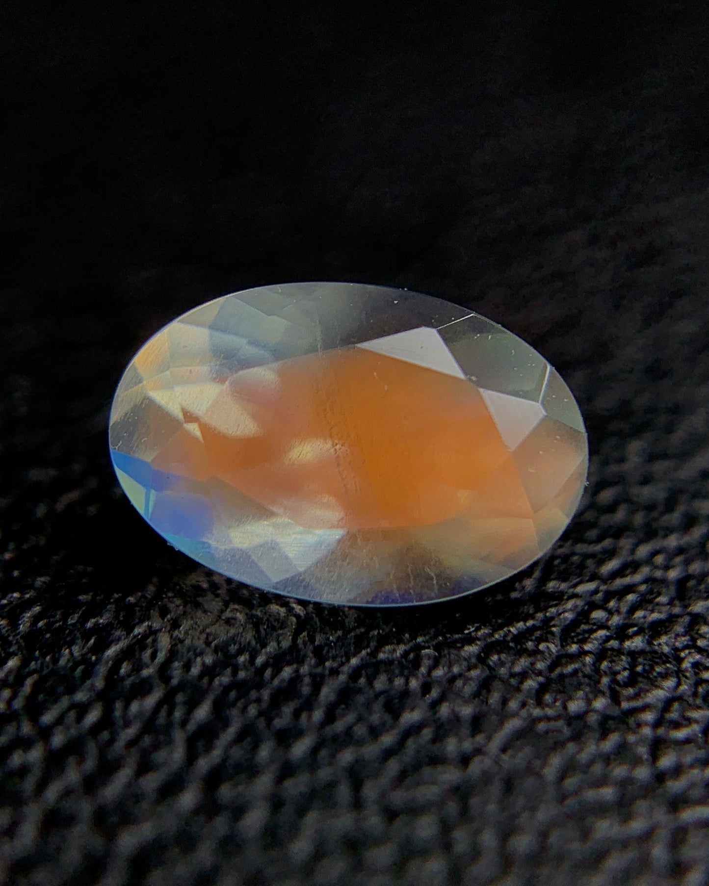 Natural Multi Fire Rainbow Moonstone 0.68 Carat 7x4.7 MM Oval Shape Faceted Gemstone