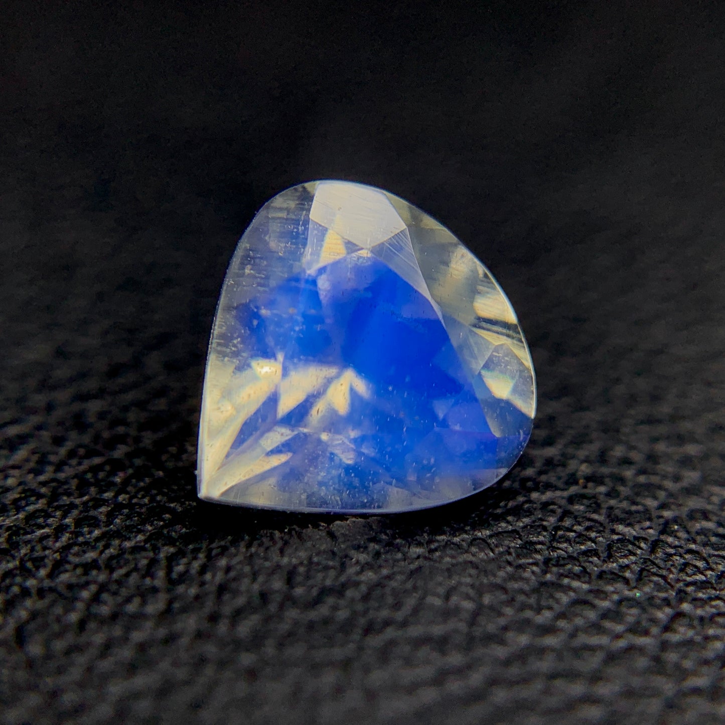 Natural Blue Fire Rainbow Moonstone 1.30 Carat 7.6x7.5 MM Heart Shape Faceted Gemstone
