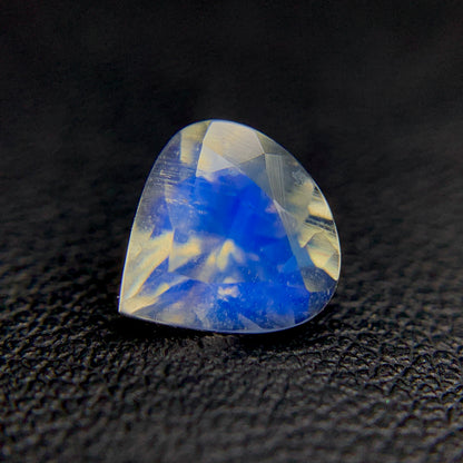 Natural Blue Fire Rainbow Moonstone 1.30 Carat 7.6x7.5 MM Heart Shape Faceted Gemstone