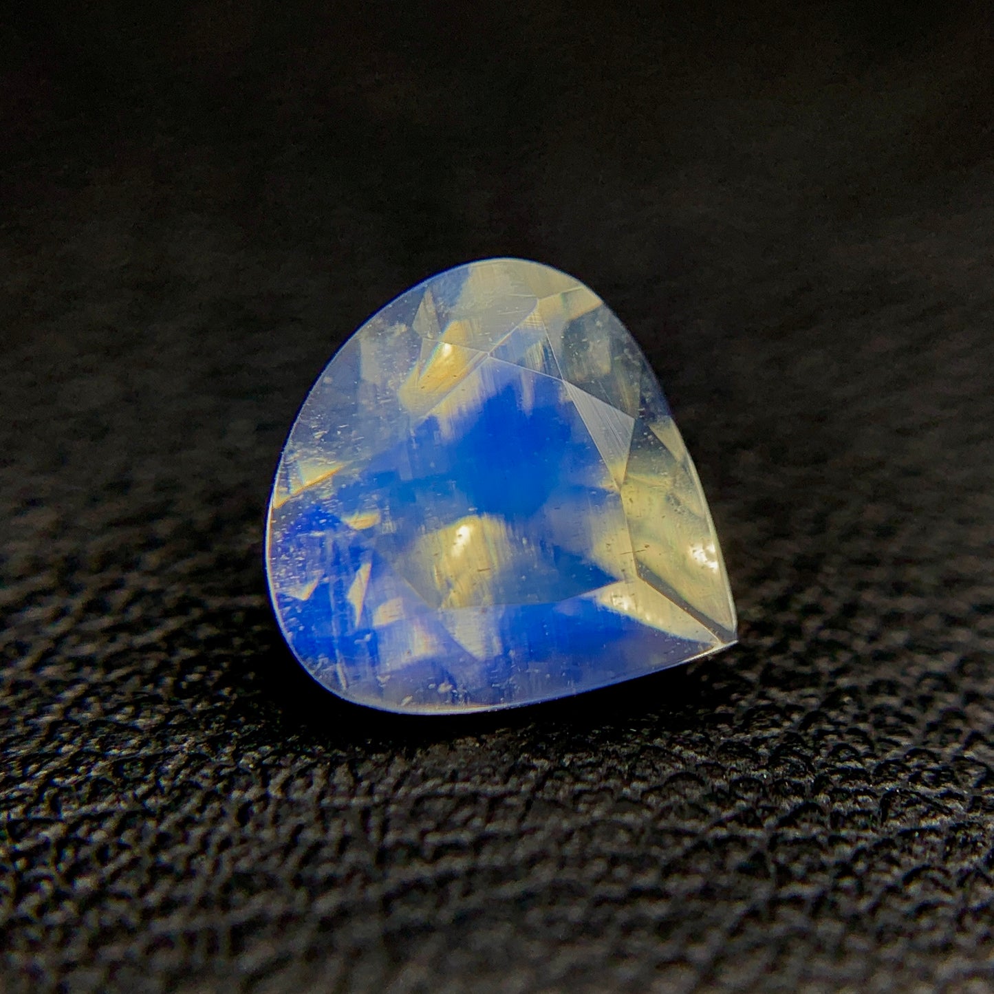 Natural Blue Fire Rainbow Moonstone 1.30 Carat 7.6x7.5 MM Heart Shape Faceted Gemstone