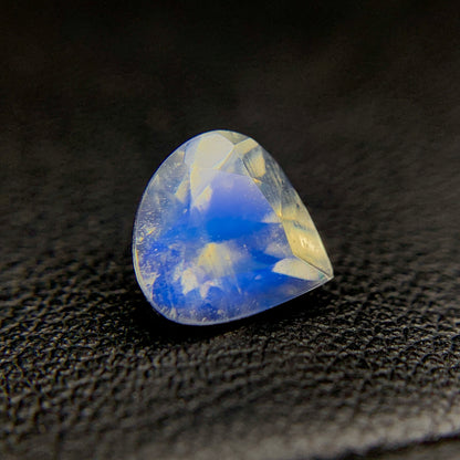 Natural Blue Fire Rainbow Moonstone 1.30 Carat 7.6x7.5 MM Heart Shape Faceted Gemstone